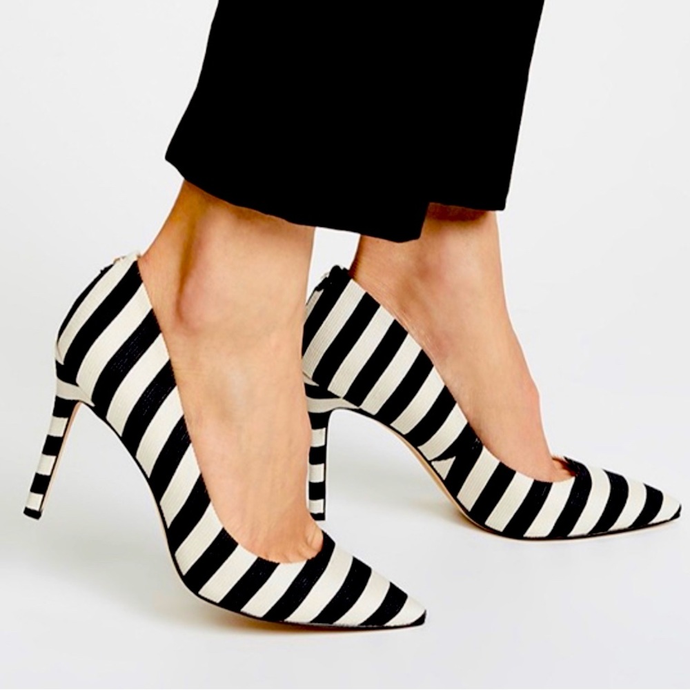 Comfortable stylish striped heels